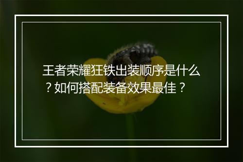 王者荣耀狂铁出装顺序是什么？如何搭配装备效果最佳？