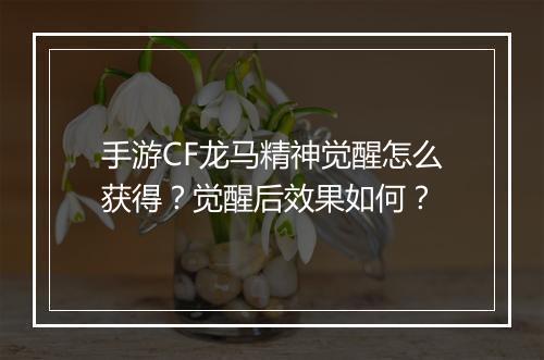 手游CF龙马精神觉醒怎么获得？觉醒后效果如何？