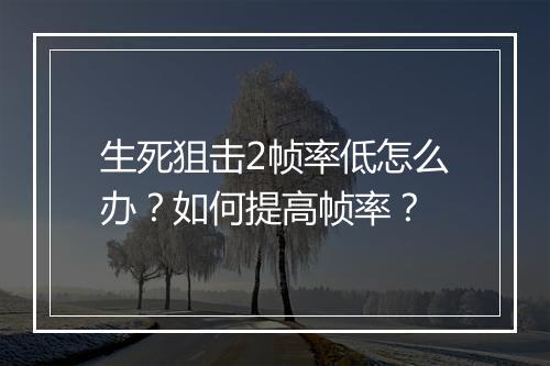 生死狙击2帧率低怎么办？如何提高帧率？
