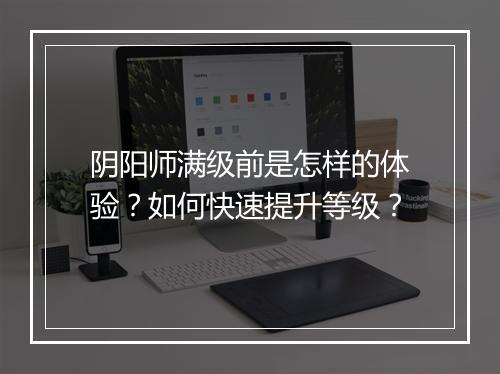 阴阳师满级前是怎样的体验？如何快速提升等级？