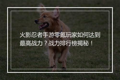 火影忍者手游零氪玩家如何达到最高战力？战力排行榜揭秘！