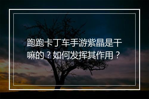跑跑卡丁车手游紫晶是干嘛的？如何发挥其作用？