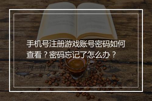 手机号注册游戏账号密码如何查看？密码忘记了怎么办？