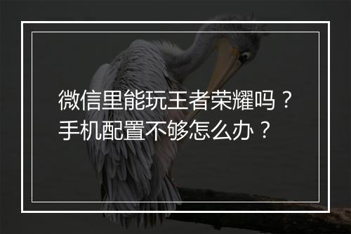 微信里能玩王者荣耀吗？手机配置不够怎么办？