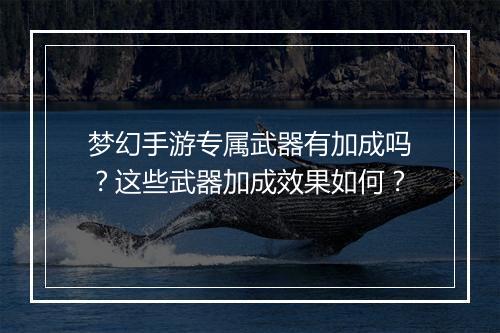 梦幻手游专属武器有加成吗？这些武器加成效果如何？