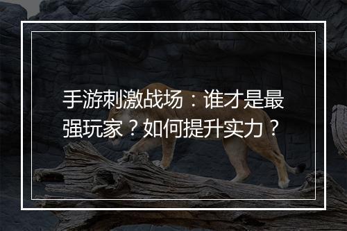 手游刺激战场：谁才是最强玩家？如何提升实力？