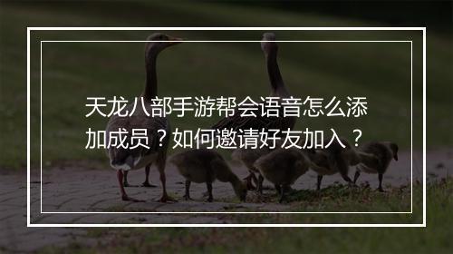 天龙八部手游帮会语音怎么添加成员？如何邀请好友加入？