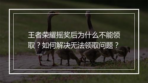 王者荣耀摇奖后为什么不能领取？如何解决无法领取问题？