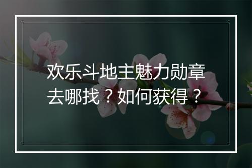 欢乐斗地主魅力勋章去哪找？如何获得？