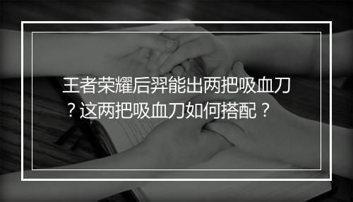 王者荣耀后羿能出两把吸血刀？这两把吸血刀如何搭配？
