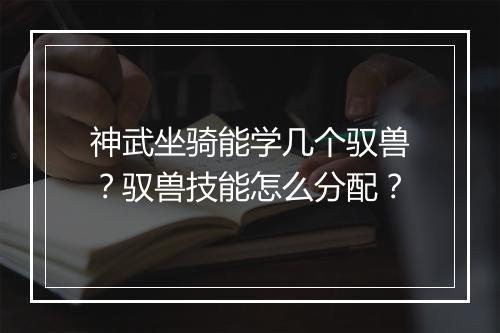 神武坐骑能学几个驭兽？驭兽技能怎么分配？