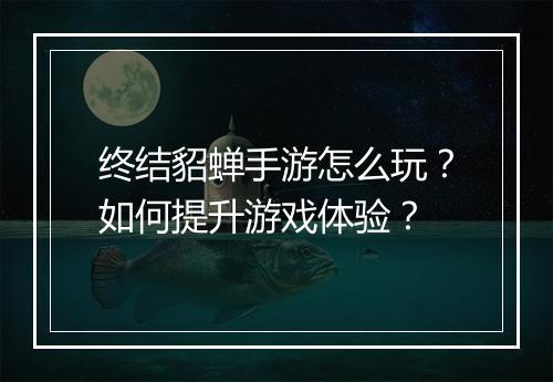 终结貂蝉手游怎么玩？如何提升游戏体验？