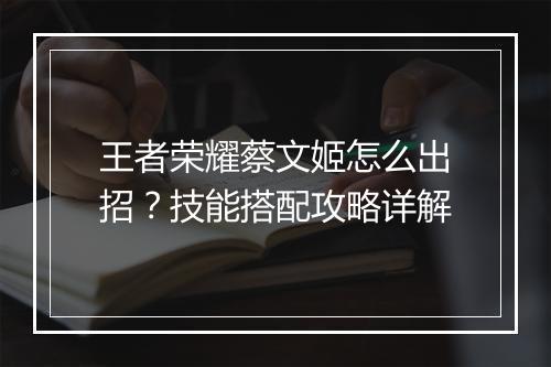 王者荣耀蔡文姬怎么出招？技能搭配攻略详解