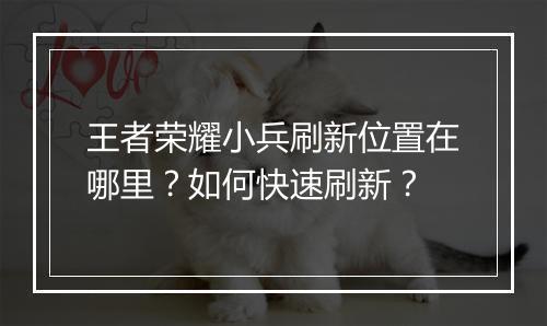 王者荣耀小兵刷新位置在哪里？如何快速刷新？