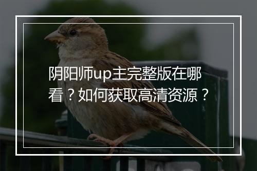 阴阳师up主完整版在哪看？如何获取高清资源？
