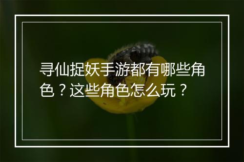 寻仙捉妖手游都有哪些角色？这些角色怎么玩？