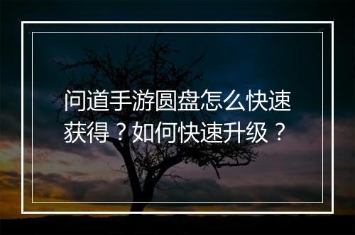 问道手游圆盘怎么快速获得？如何快速升级？