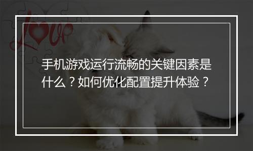 手机游戏运行流畅的关键因素是什么？如何优化配置提升体验？