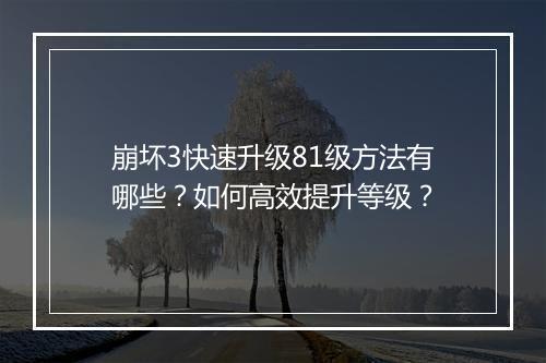 崩坏3快速升级81级方法有哪些？如何高效提升等级？