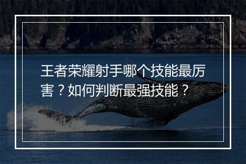 王者荣耀射手哪个技能最厉害？如何判断最强技能？