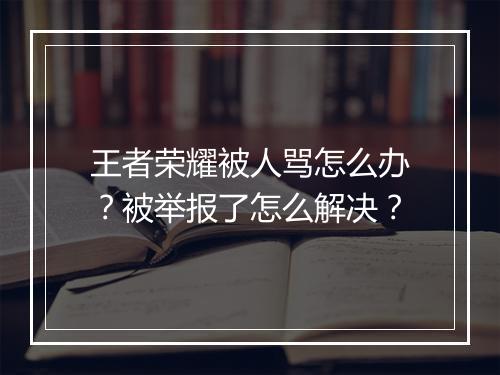 王者荣耀被人骂怎么办？被举报了怎么解决？