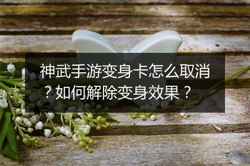 神武手游变身卡怎么取消？如何解除变身效果？