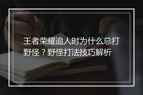 王者荣耀追人时为什么总打野怪？野怪打法技巧解析