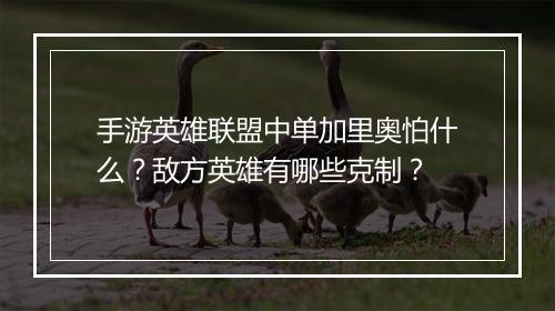 手游英雄联盟中单加里奥怕什么？敌方英雄有哪些克制？