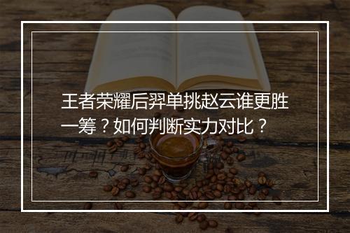 王者荣耀后羿单挑赵云谁更胜一筹？如何判断实力对比？
