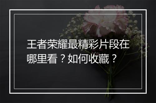 王者荣耀最精彩片段在哪里看？如何收藏？
