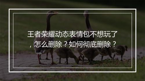 王者荣耀动态表情包不想玩了，怎么删除？如何彻底删除？