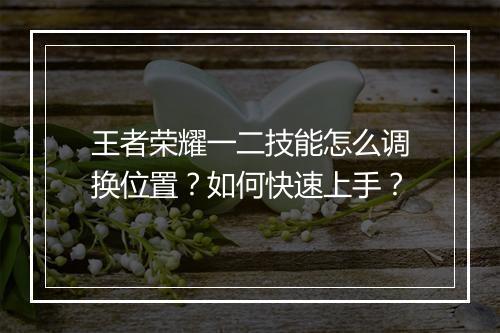 王者荣耀一二技能怎么调换位置？如何快速上手？