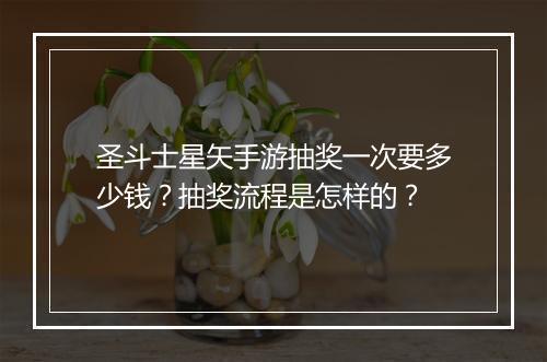 圣斗士星矢手游抽奖一次要多少钱？抽奖流程是怎样的？