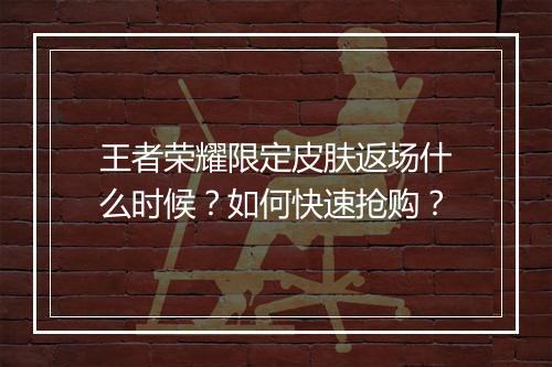 王者荣耀限定皮肤返场什么时候？如何快速抢购？
