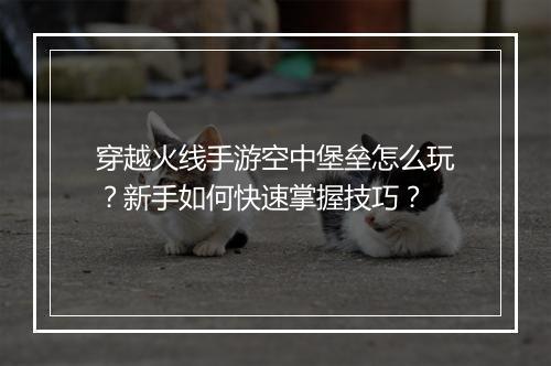 穿越火线手游空中堡垒怎么玩？新手如何快速掌握技巧？