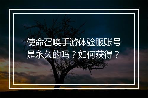 使命召唤手游体验服账号是永久的吗？如何获得？