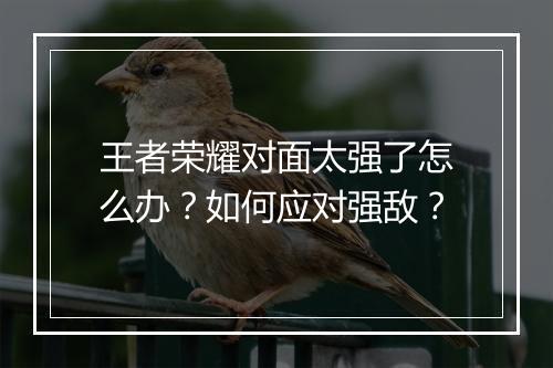 王者荣耀对面太强了怎么办？如何应对强敌？
