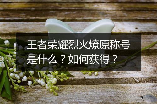 王者荣耀烈火燎原称号是什么?如何获得?