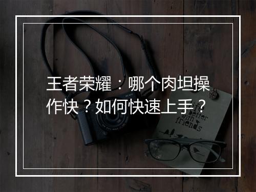 王者荣耀：哪个肉坦操作快？如何快速上手？