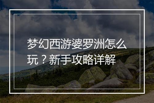 梦幻西游婆罗洲怎么玩？新手攻略详解