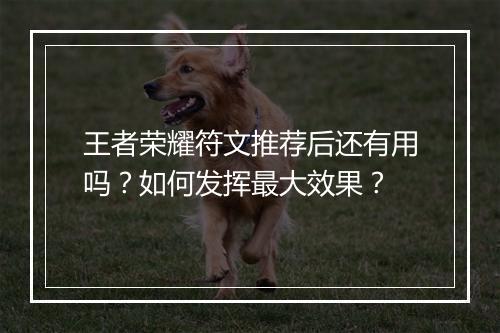 王者荣耀符文推荐后还有用吗？如何发挥最大效果？