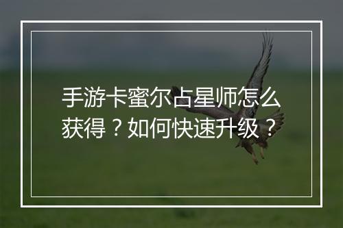 手游卡蜜尔占星师怎么获得？如何快速升级？