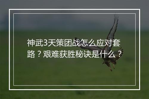 神武3天策团战怎么应对套路?艰难获胜秘诀是什么?