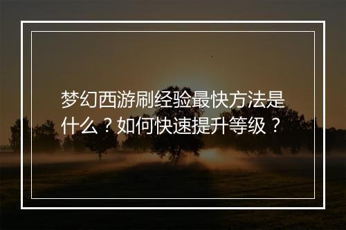 梦幻西游刷经验最快方法是什么？如何快速提升等级？