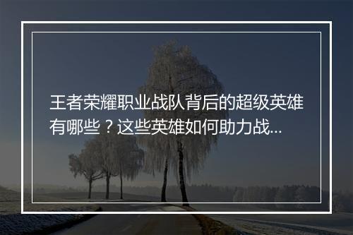 王者荣耀职业战队背后的超级英雄有哪些？这些英雄如何助力战队夺冠？