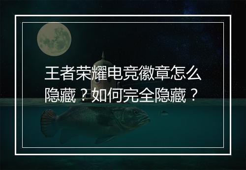 王者荣耀电竞徽章怎么隐藏?如何完全隐藏?