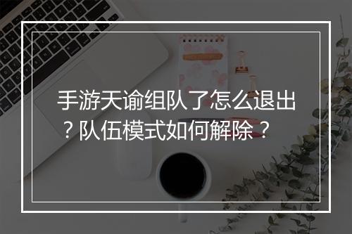 手游天谕组队了怎么退出？队伍模式如何解除？