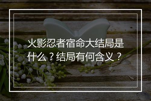 火影忍者宿命大结局是什么？结局有何含义？