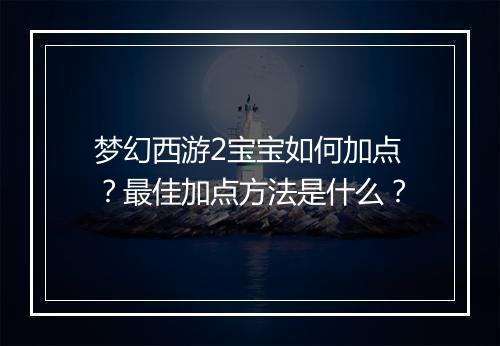 梦幻西游2宝宝如何加点？最佳加点方法是什么？