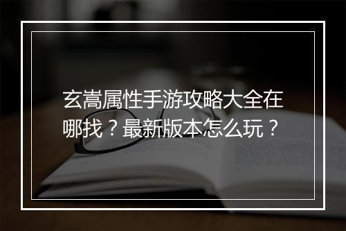 玄嵩属性手游攻略大全在哪找？最新版本怎么玩？